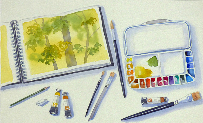 WATERCOLOR ART SUPPLIES - Artist Tools, Plein Air Sketch Kit, Travel  Sketchbook Supplies, Watercolor Painting, Drawn There