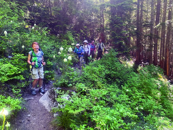 Nancy leading CHS 1 trip to Island and Rainbow Lakes, July 2024.jpg