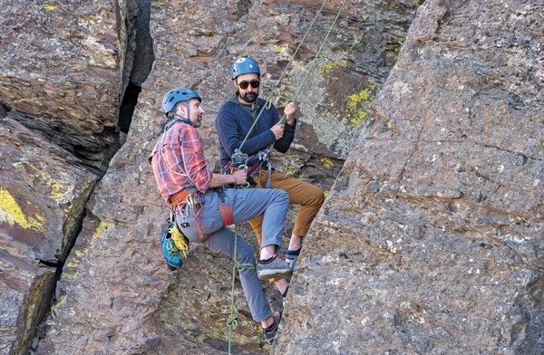 YOC members, Ken and David, chatting about trad gear placement during a recent climbing trip by Youth Club parents for Youth Club parents. Photo by Jeff Kisch.jpg